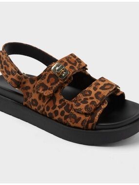 art class Leopard Print Brown Velcro Kids Sandals